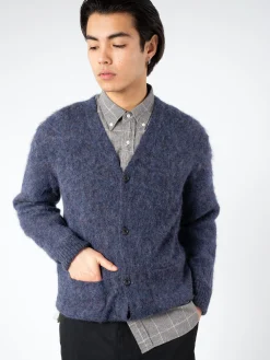 Discount - Stretch Mohair Cardigan in Navy Knitwear