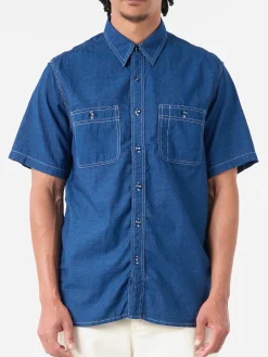 New - WORK Short Sleeve Shirt in Indigo Button-Ups