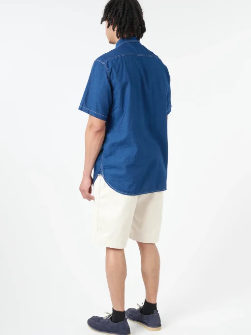 New - WORK Short Sleeve Shirt in Indigo Button-Ups