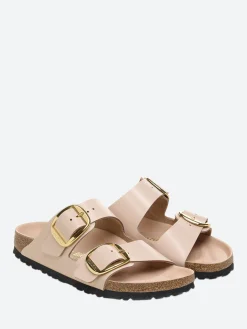 Online - Arizona Big Buckle (Narrow) in New Beige Hi Shine Women Slides | Sandals