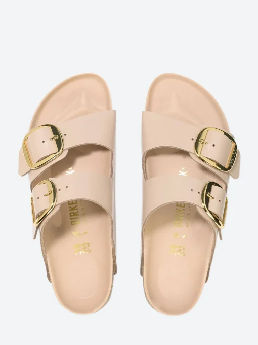 Online - Arizona Big Buckle (Narrow) in New Beige Hi Shine Women Slides | Sandals