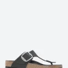 Best - Gizeh Big Buckle (Oiled Leather) in Black Leather Women Sandals