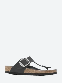 Best - Gizeh Big Buckle (Oiled Leather) in Black Leather Women Sandals