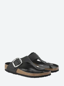 Best - Gizeh Big Buckle (Oiled Leather) in Black Leather Women Sandals