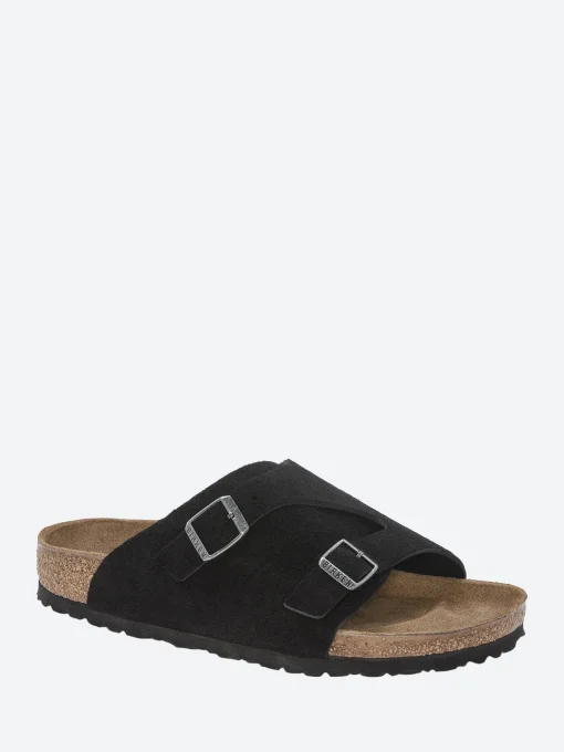 Clearance - Zurich Narrow in Black Suede Women Slides | Sandals