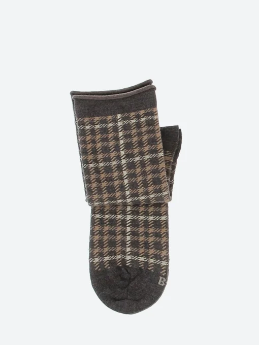 New - Check Pattern Wool Sock in (Brown) Women Socks & Hosiery | Belts