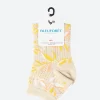 Outlet - Short Openwork Leaves Lisle Socks in Cream/Yellow Women Socks & Hosiery | Belts