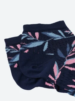 Hot - Short Openwork Leaves Lisle Socks in Navy Women Socks & Hosiery | Belts