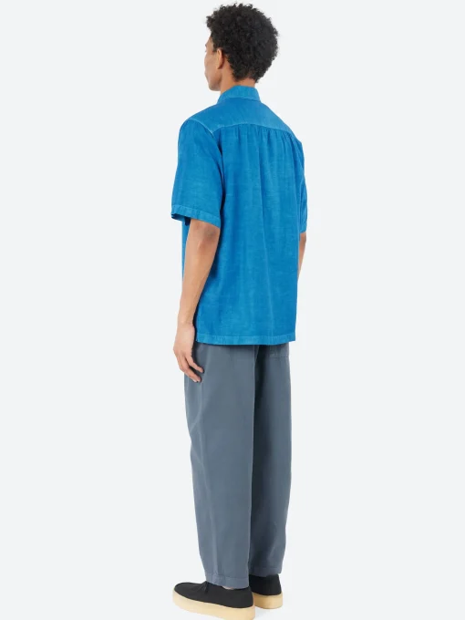 Discount - Broadcloth Short Sleeve Shirt in Indigo Button-Ups