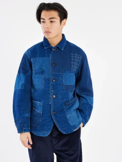 Clearance - Patchwork Chore Coat in Indigo Outerwear