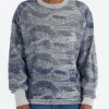 Sale - Reverse Print Crew Neck Pullover in Dark Navy Sweatshirts