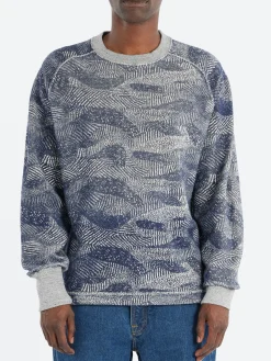 Sale - Reverse Print Crew Neck Pullover in Dark Navy Sweatshirts