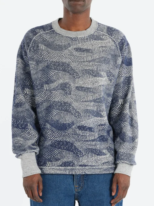 Sale - Reverse Print Crew Neck Pullover in Dark Navy Sweatshirts