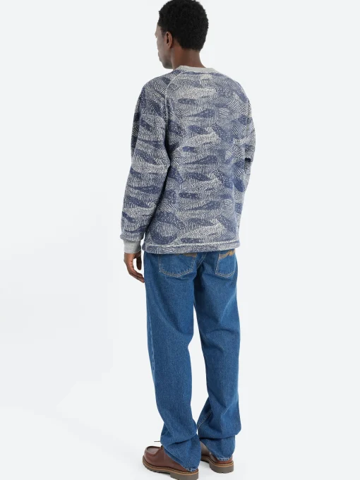 Sale - Reverse Print Crew Neck Pullover in Dark Navy Sweatshirts