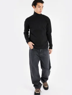 Outlet - Teleco Stitch Turtleneck in Black Knitwear