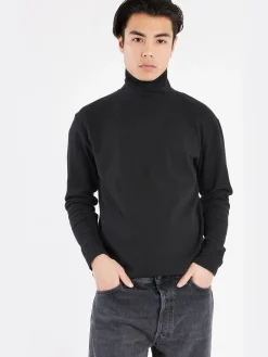 Outlet - Teleco Stitch Turtleneck in Black Knitwear