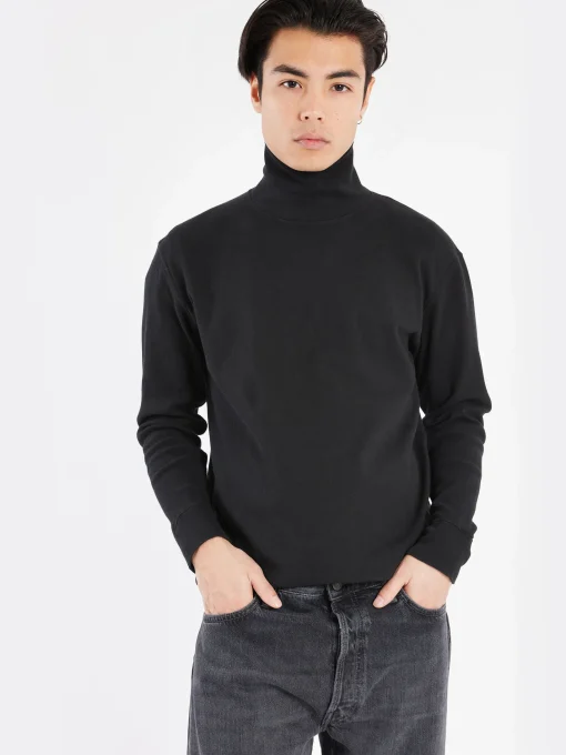 Outlet - Teleco Stitch Turtleneck in Black Knitwear