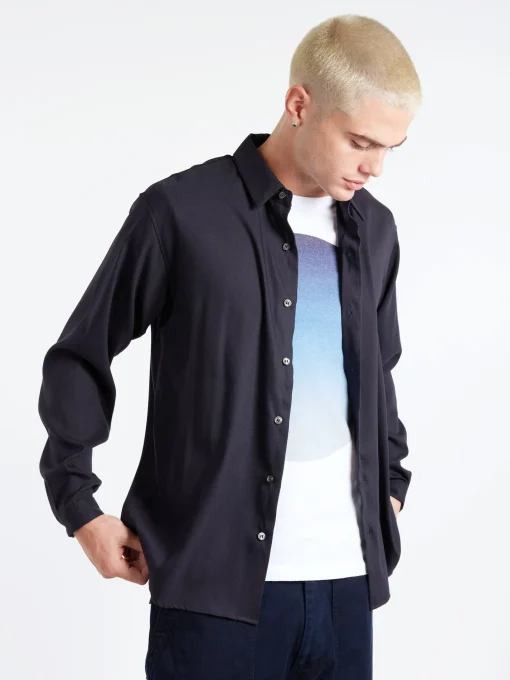 Best - Twill Shirt in Dark Navy Button-Ups