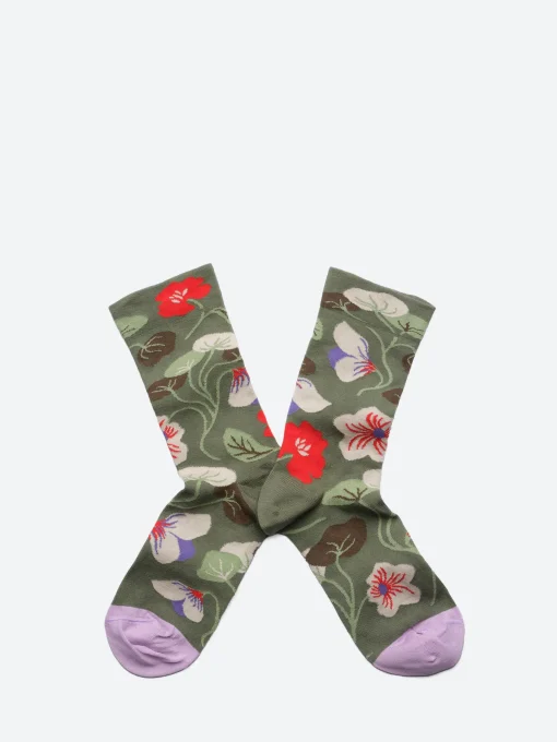 Outlet - Flower Print Crew in Women Socks & Hosiery | Belts