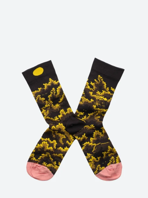 New - Foliage Print in Noir Women Socks & Hosiery | Belts