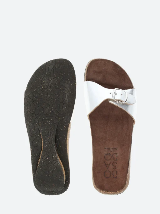 New - 168 in Argent Mirror Women Slides | Sandals