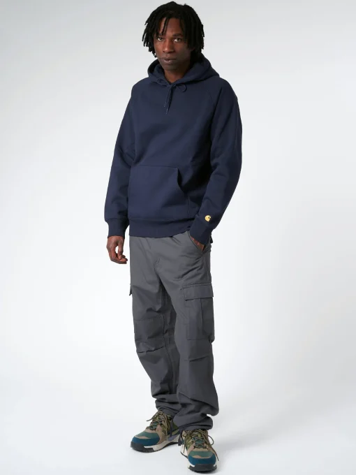 Online - Hooded Chase Sweatshirt in Dark Navy/Gold Sweatshirts