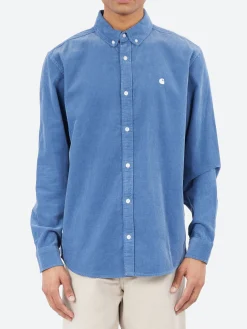Fashion - L/S Madison Fine Cord Shirt in Blue Iris and Wax Button-Ups