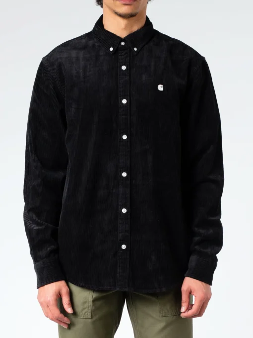 Outlet - L/S Madison Cord Shirt in Black/Wax Button-Ups