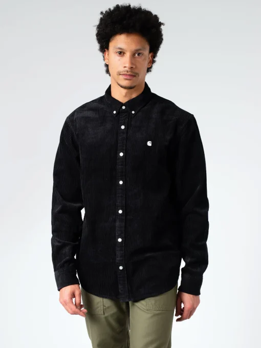 Outlet - L/S Madison Cord Shirt in Black/Wax Button-Ups