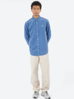 Fashion - L/S Madison Fine Cord Shirt in Blue Iris and Wax Button-Ups