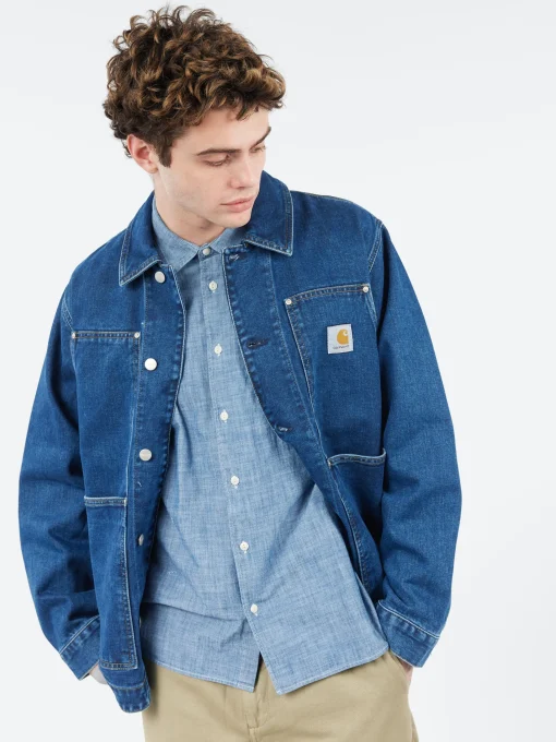 Discount - OG Double Front Jacket in Blue Stone Wash Outerwear