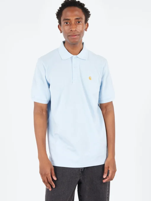 New - S/S Chase Pique Polo in Air Sky Polos