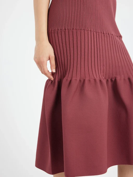 Outlet - Fluted Mermaid Skirt in Blush Red Women Skirts
