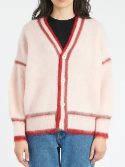 Outlet - Mohair Cardigan in Egg Shell Pink Multi Women Tops & Blouses | Knitwear