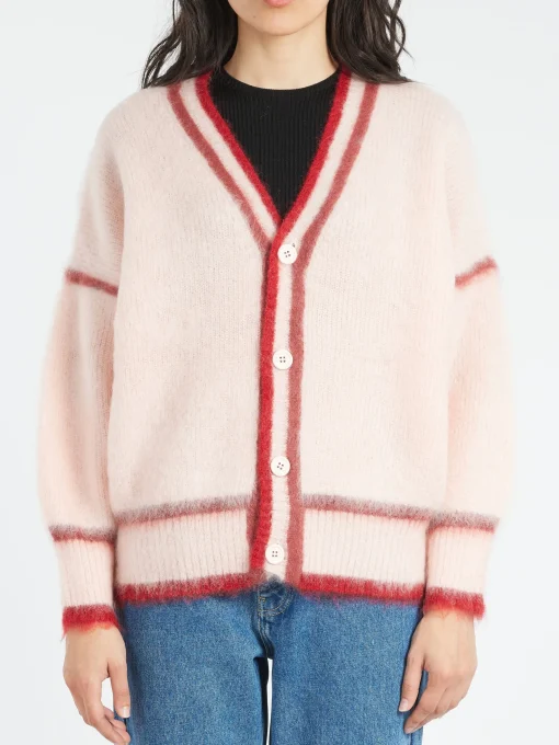 Outlet - Mohair Cardigan in Egg Shell Pink Multi Women Tops & Blouses | Knitwear