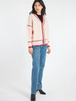 Outlet - Mohair Cardigan in Egg Shell Pink Multi Women Tops & Blouses | Knitwear