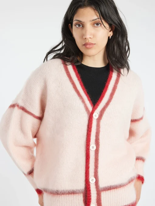 Outlet - Mohair Cardigan in Egg Shell Pink Multi Women Tops & Blouses | Knitwear
