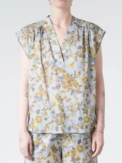 Sale Chloé Stora - Armini Blouse in Bleu Fleurs (Blue Floral) Women Tops & Blouses