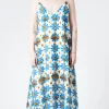 Fashion Chloé Stora - Minorque Dress in Fleurs Ceraminque (Blue, Brow, and Cream Floral) Women Dresses