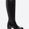 Best - Valvestino Hi in Black Leather Women Overalls & Jumpsuits | Heels