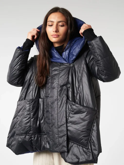 Discount - Padded Coat in Nero/Blu Women Overalls & Jumpsuits | Outerwear