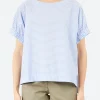 New - RY7052 Blouse in White and Light Blue Women Tops & Blouses