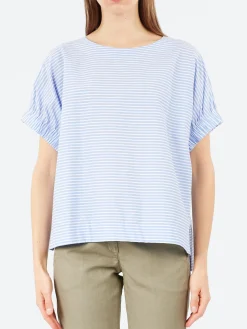 New - RY7052 Blouse in White and Light Blue Women Tops & Blouses