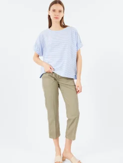 New - RY7052 Blouse in White and Light Blue Women Tops & Blouses