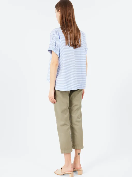 New - RY7052 Blouse in White and Light Blue Women Tops & Blouses