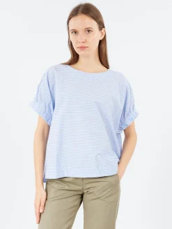 New - RY7052 Blouse in White and Light Blue Women Tops & Blouses