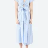 Discount - RY3711 Wrap Dress in White and Light Blue Women Dresses
