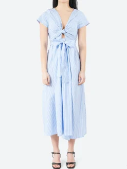 Discount - RY3711 Wrap Dress in White and Light Blue Women Dresses