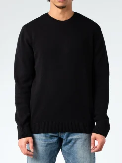 Fashion - Merino Wool Crew in Deep Black Knitwear