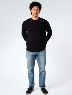 Fashion - Merino Wool Crew in Deep Black Knitwear